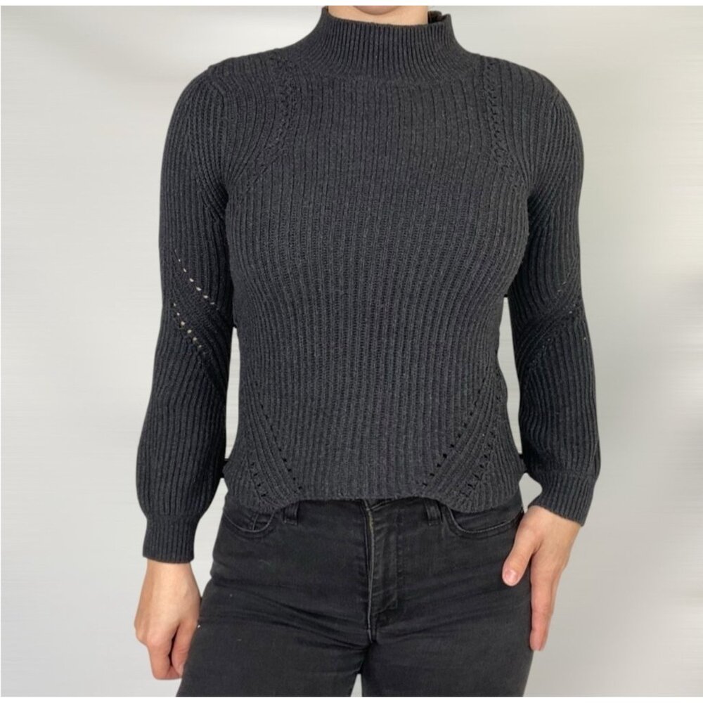 Marine Layer Erin Turtleneck women Sweater Black‎ color Ribbed Knit XL New